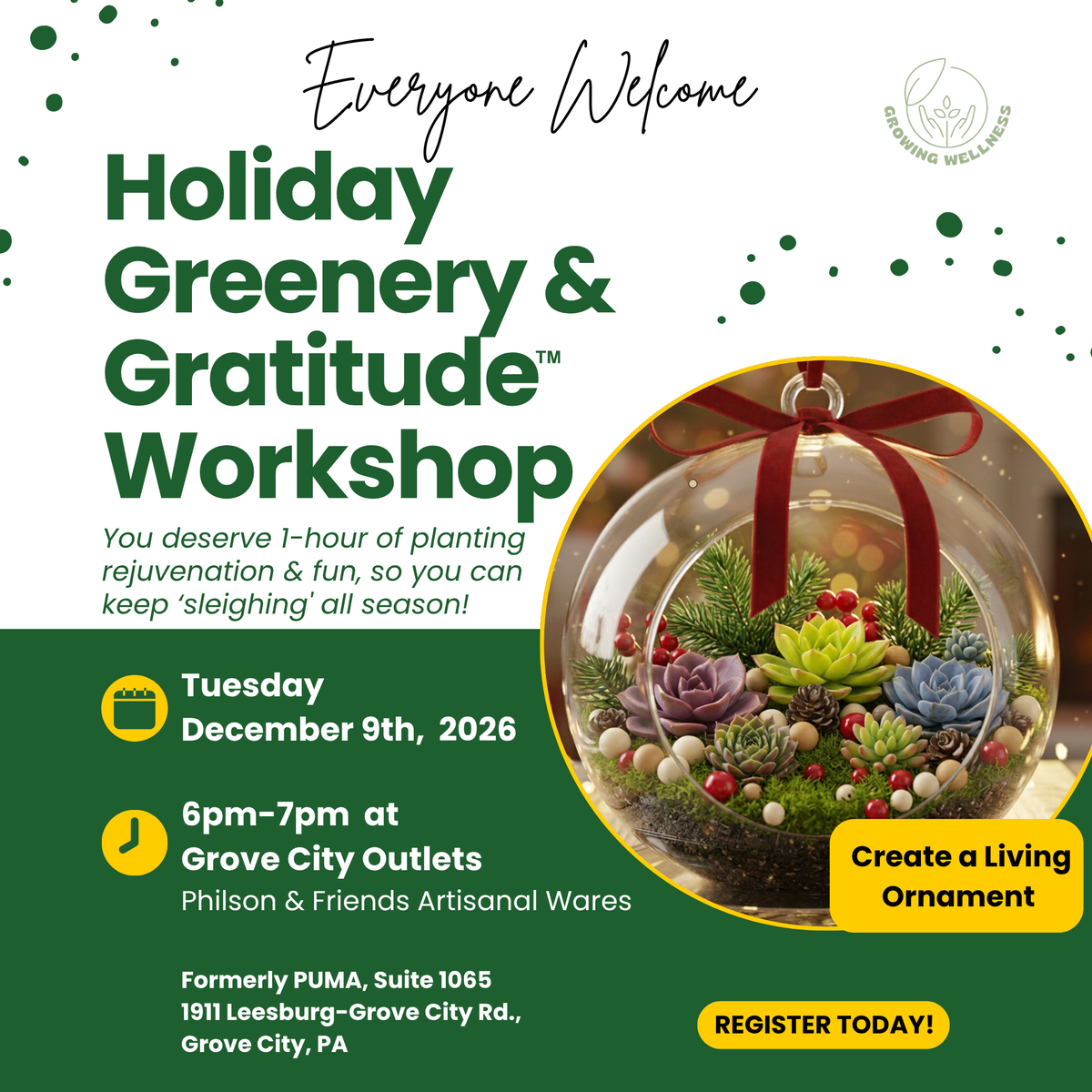 Holiday Greenery & Gratitude Class