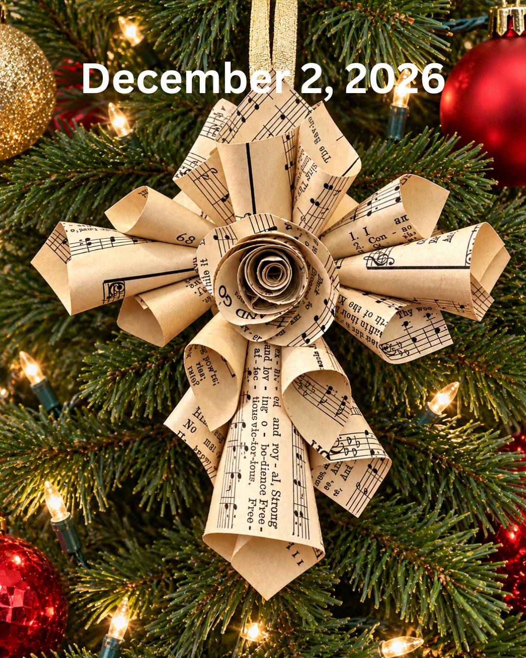 Sheet Music Cross Ornament Workshop