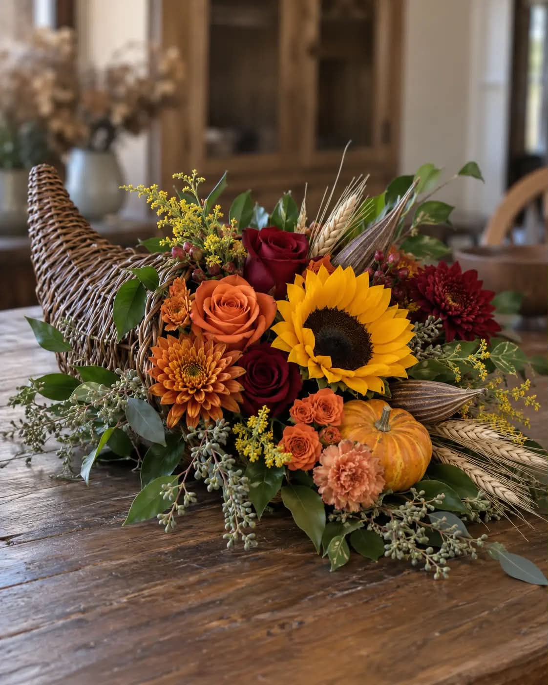 Thanksgiving Cornucopia Fresh Flower Arrangement Class 🌻🍁